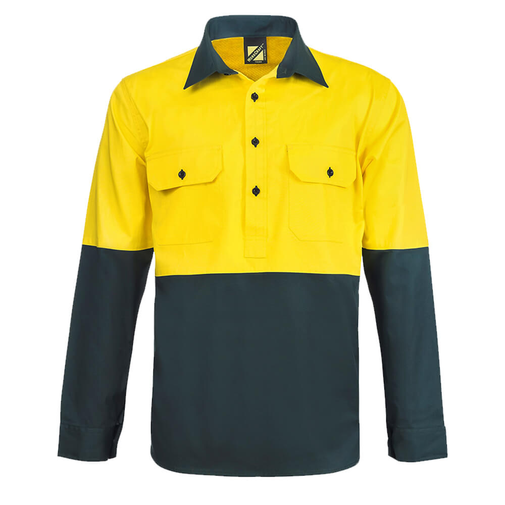 WorkCraft WS4255 Vented Lightweight Cotton Drill Shirt Front