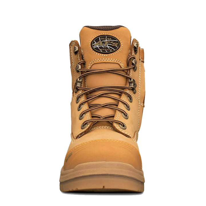 Oliver AT 55-332Z Lace Up Zip Side Work Boot Wheat Front