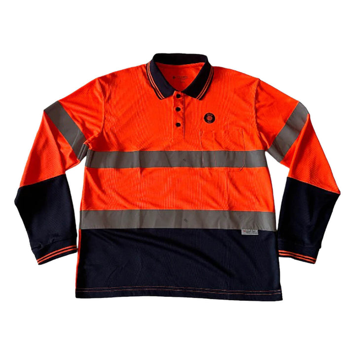 Pilgrim 4601 Long Sleeve Hi-Vis Polo Orange Navy