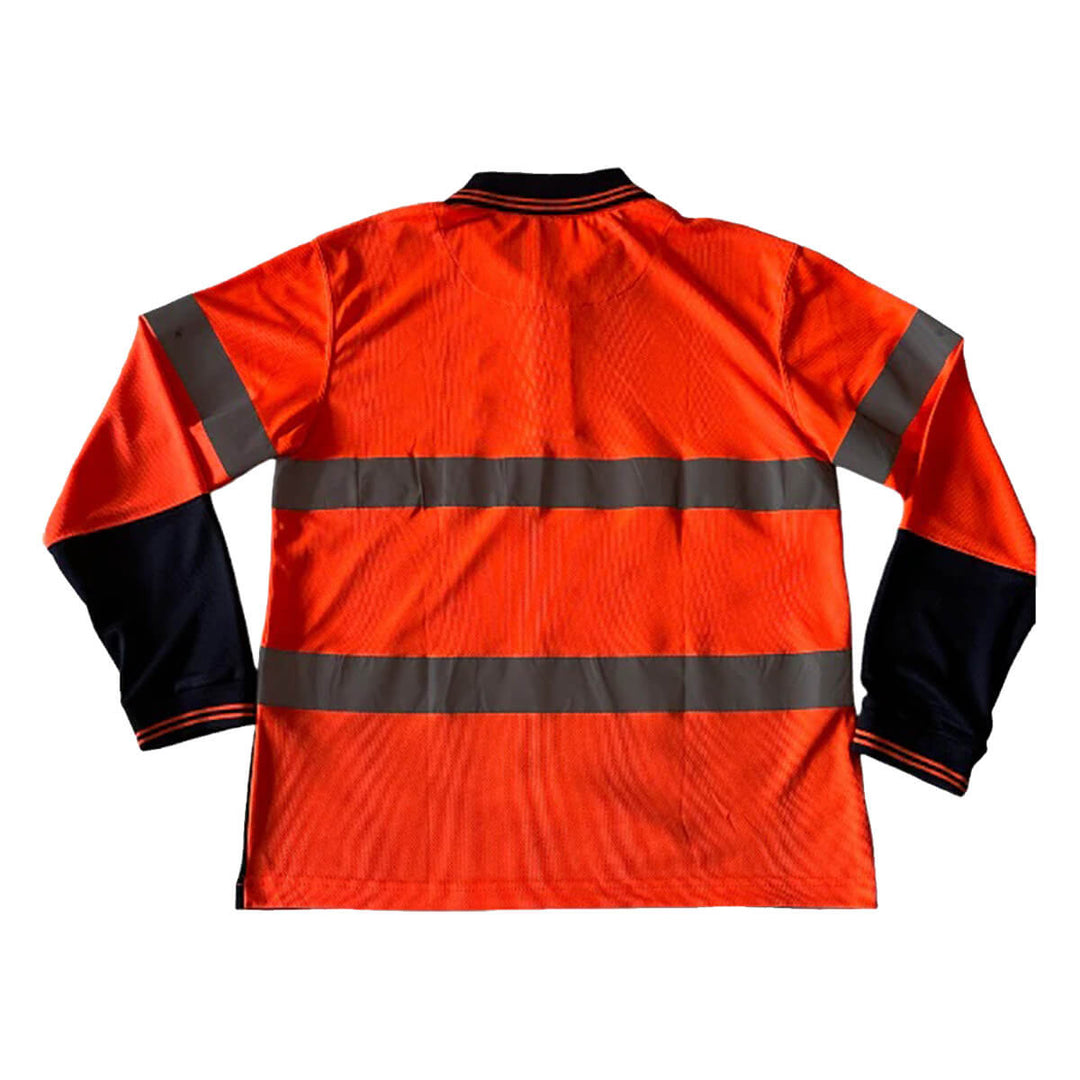 Pilgrim 4601 Long Sleeve Hi-Vis Polo Orange Navy Back