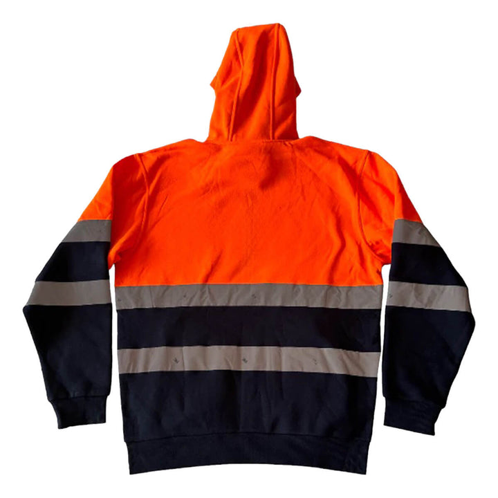 Pilgrim 4611 Mens Hi-Vis Taped Full Zip Hooded Top Orange Navy Back