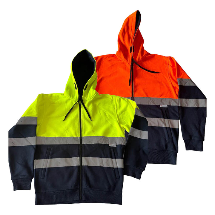 Pilgrim 4611 Mens Hi-Vis Taped Full Zip Hooded Top