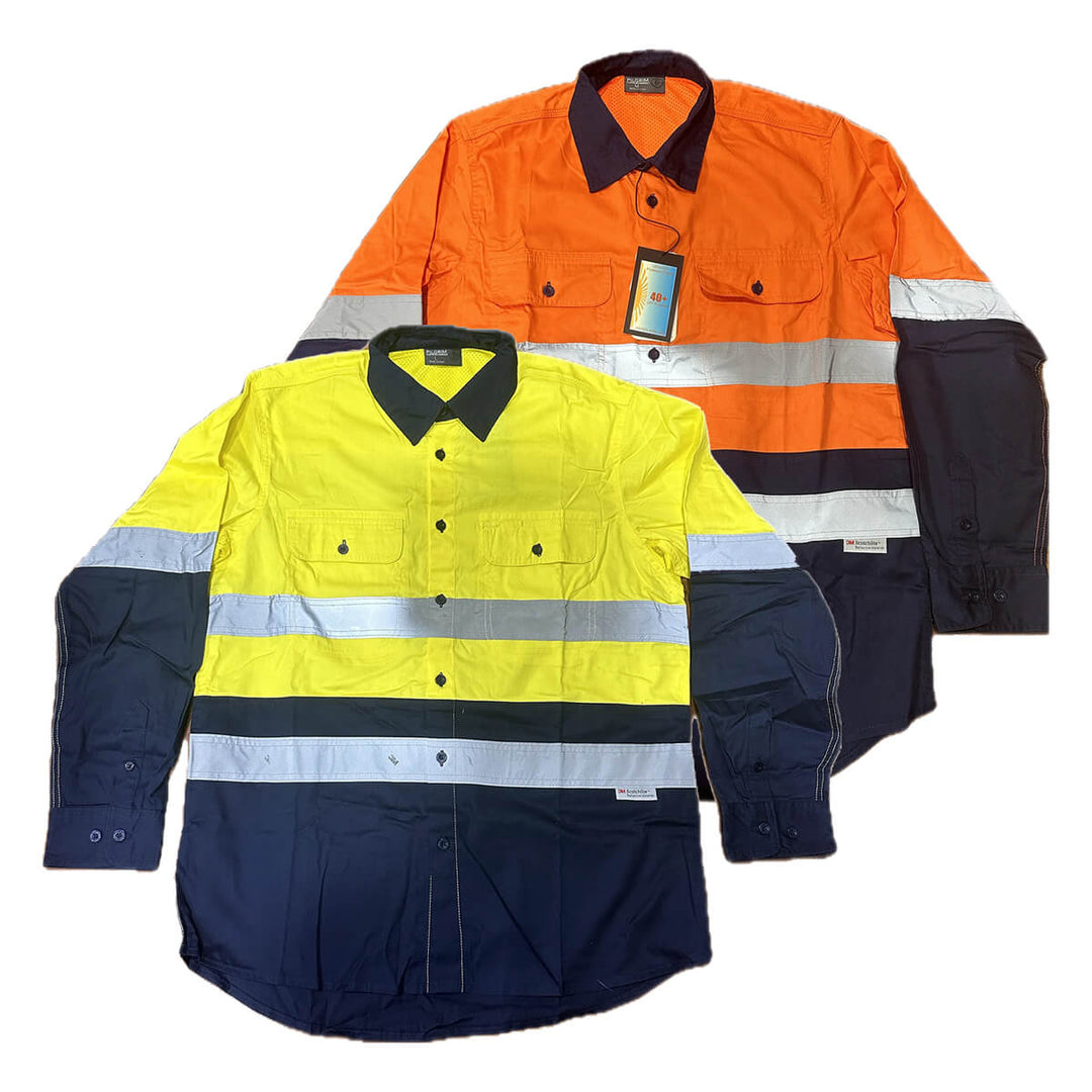 Pilgrim 4625 Mens Hi-Vis Full Button Taped Work Shirt