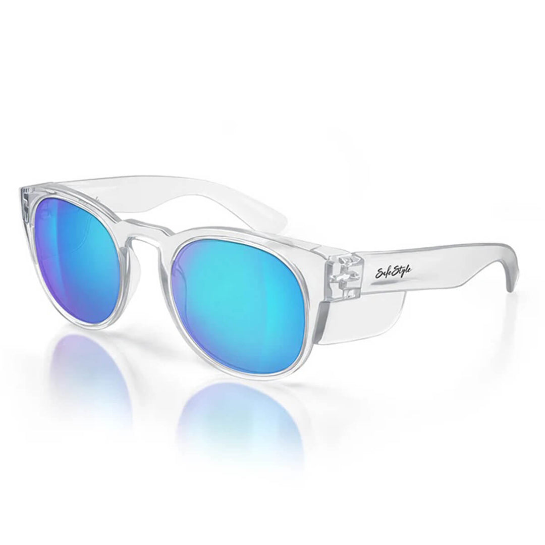 SafeStyle Cruisers Clear Frame Mirror Blue Polarised Lens