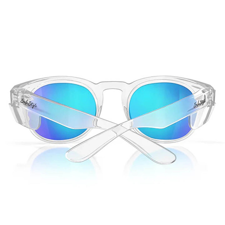 SafeStyle Cruisers Clear Frame Mirror Blue Polarised Lens Back