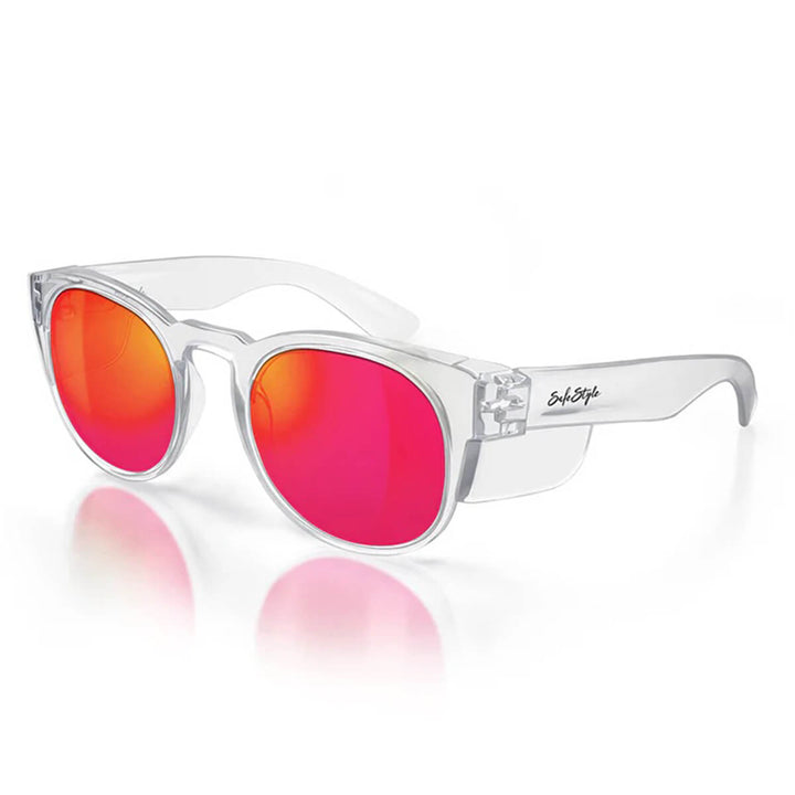 SafeStyle Cruisers Clear Frame Mirror Red Polarised Lens