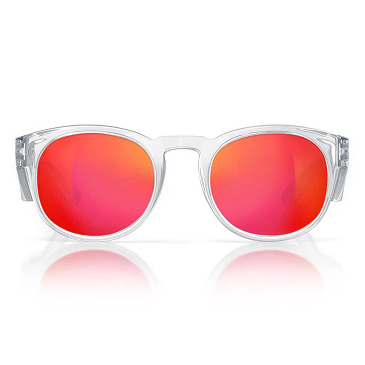 SafeStyle Cruisers Clear Frame Mirror Red Polarised Lens Front