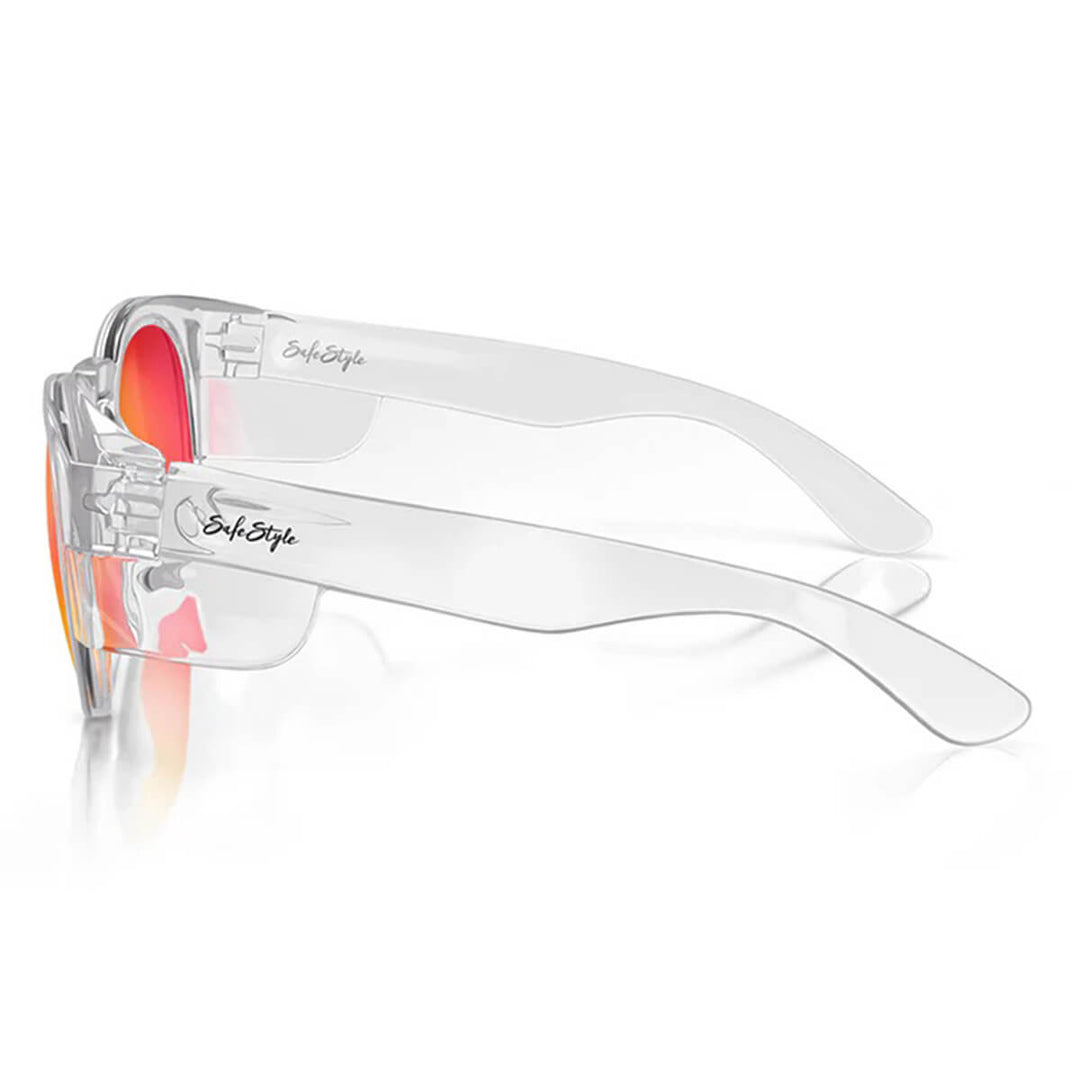 SafeStyle Cruisers Clear Frame Mirror Red Polarised Lens Side