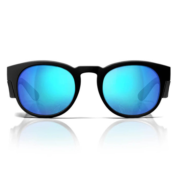 SafeStyle Cruisers Matte Black Frame Mirror Blue Polarised Lens Front