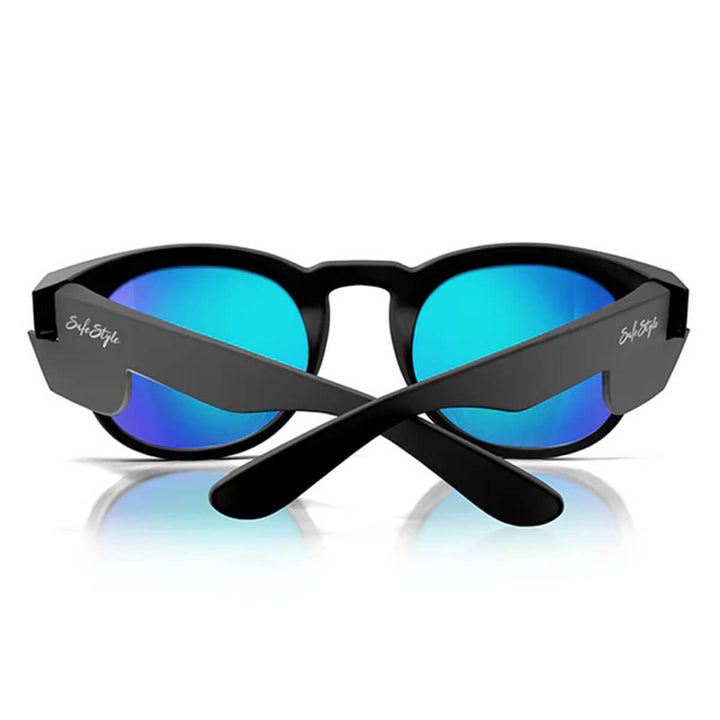 SafeStyle Cruisers Matte Black Frame Mirror Blue Polarised Lens Back