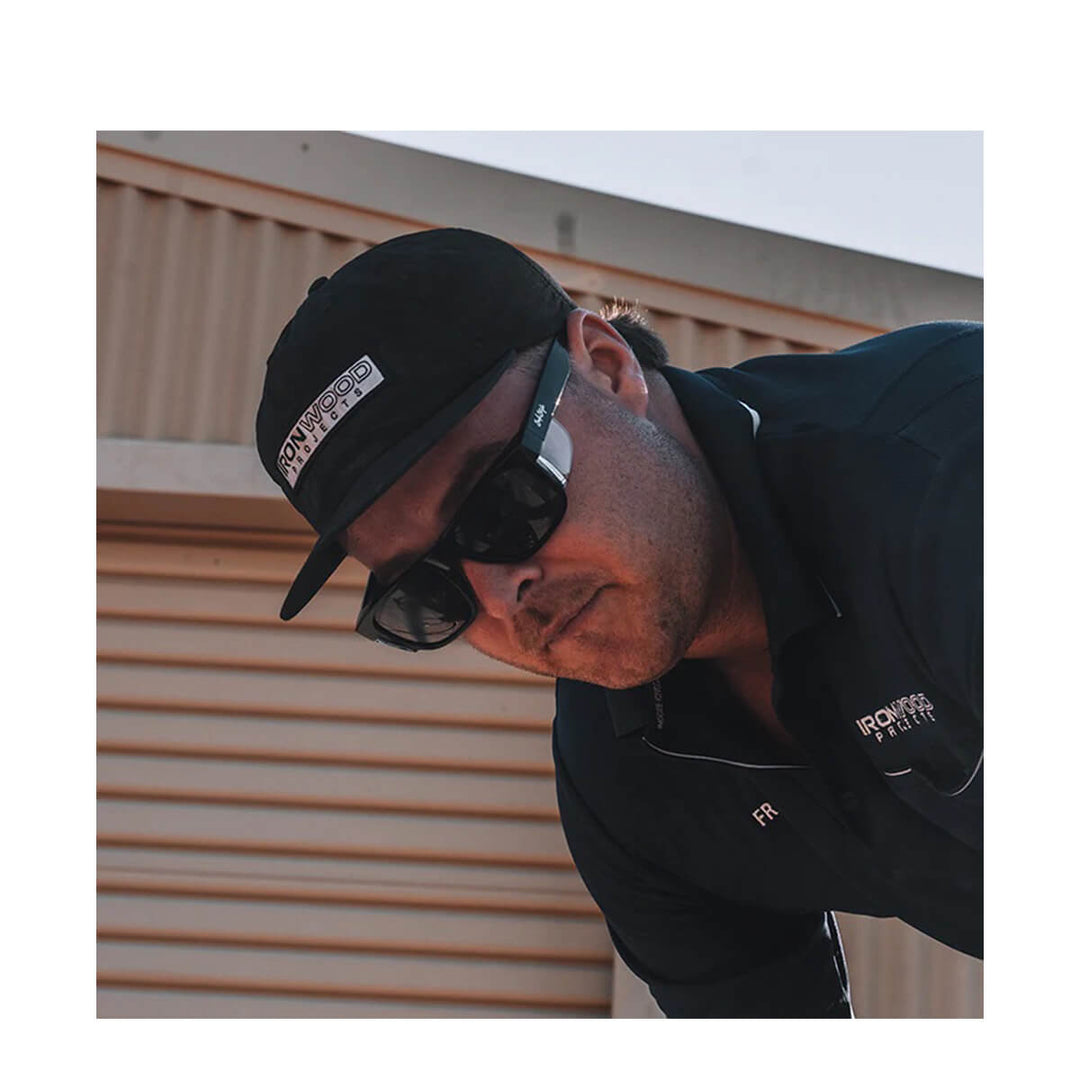 SafeStyle Fusions XL Black Frame Polarised Lens worn by man in cap