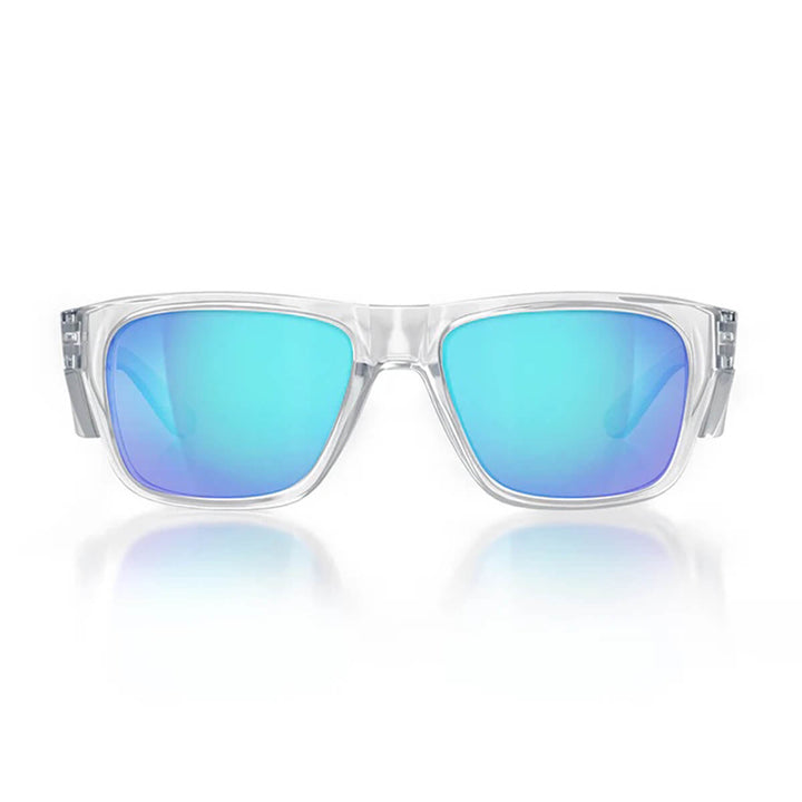 SafeStyle Fusions Clear Frame Mirror Blue Polarised Lens Front