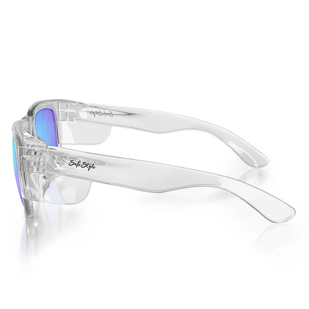 SafeStyle Fusions Clear Frame Mirror Blue Polarised Lens LHS