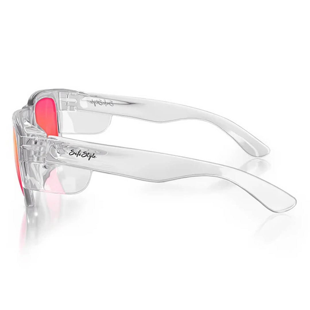 SafeStyle Fusions Clear Frame Mirror Red Polarised Lens Side