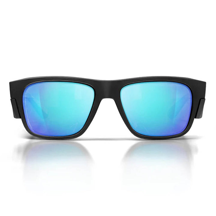 SafeStyle Fusions Matte Black Frame Mirror Blue Polarised Lens Front