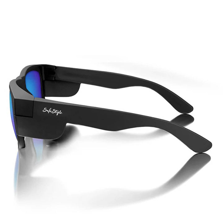 SafeStyle Fusions Matte Black Frame Mirror Blue Polarised Lens Side