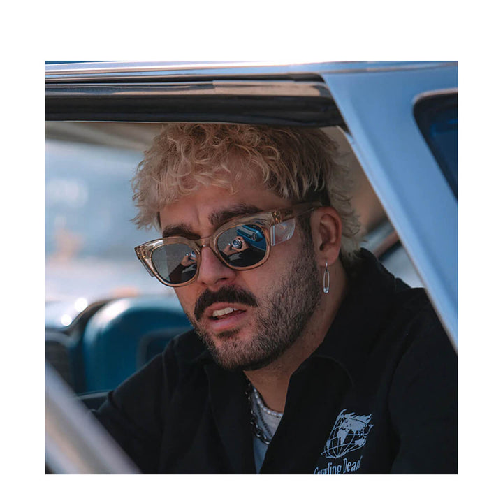 SafeStyle Harps Champagne Frame Polarised Lens worn by blonde man