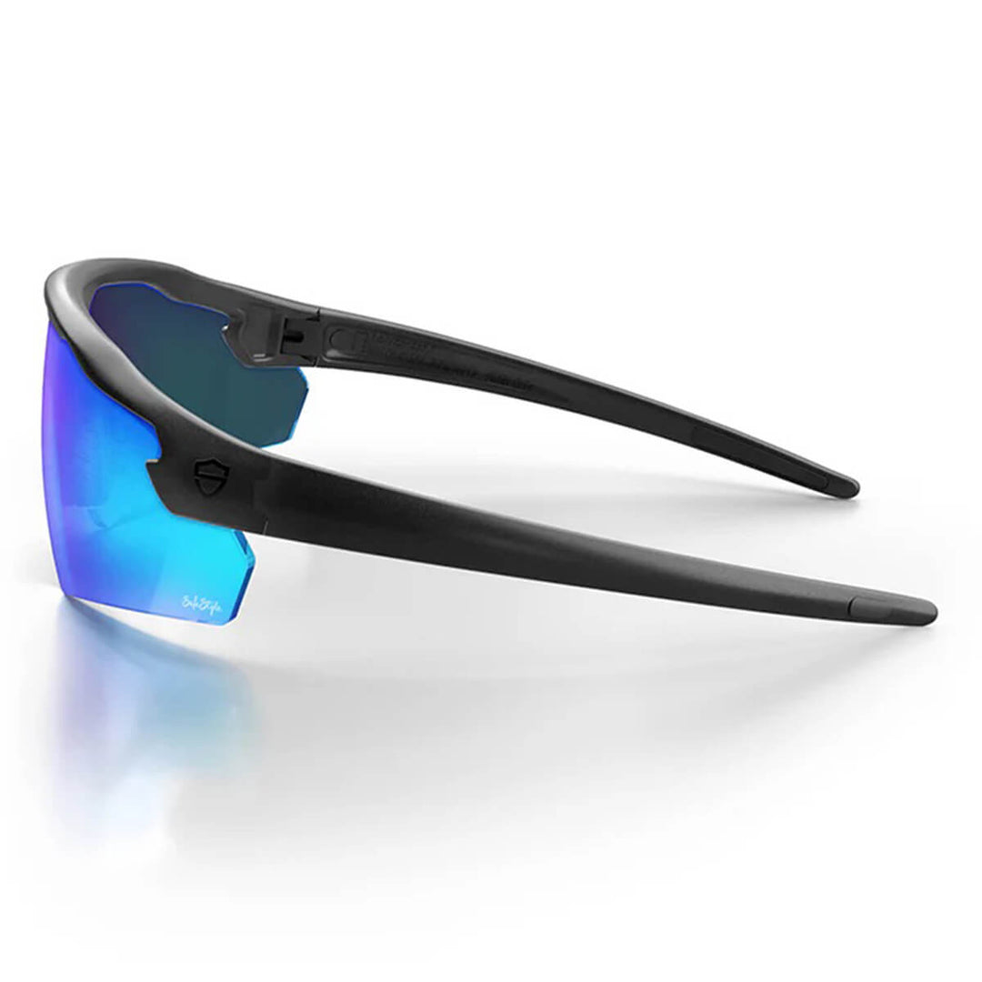 SafeStyle Phantoms Matte Black Frame Reflectors Blue Lens Side