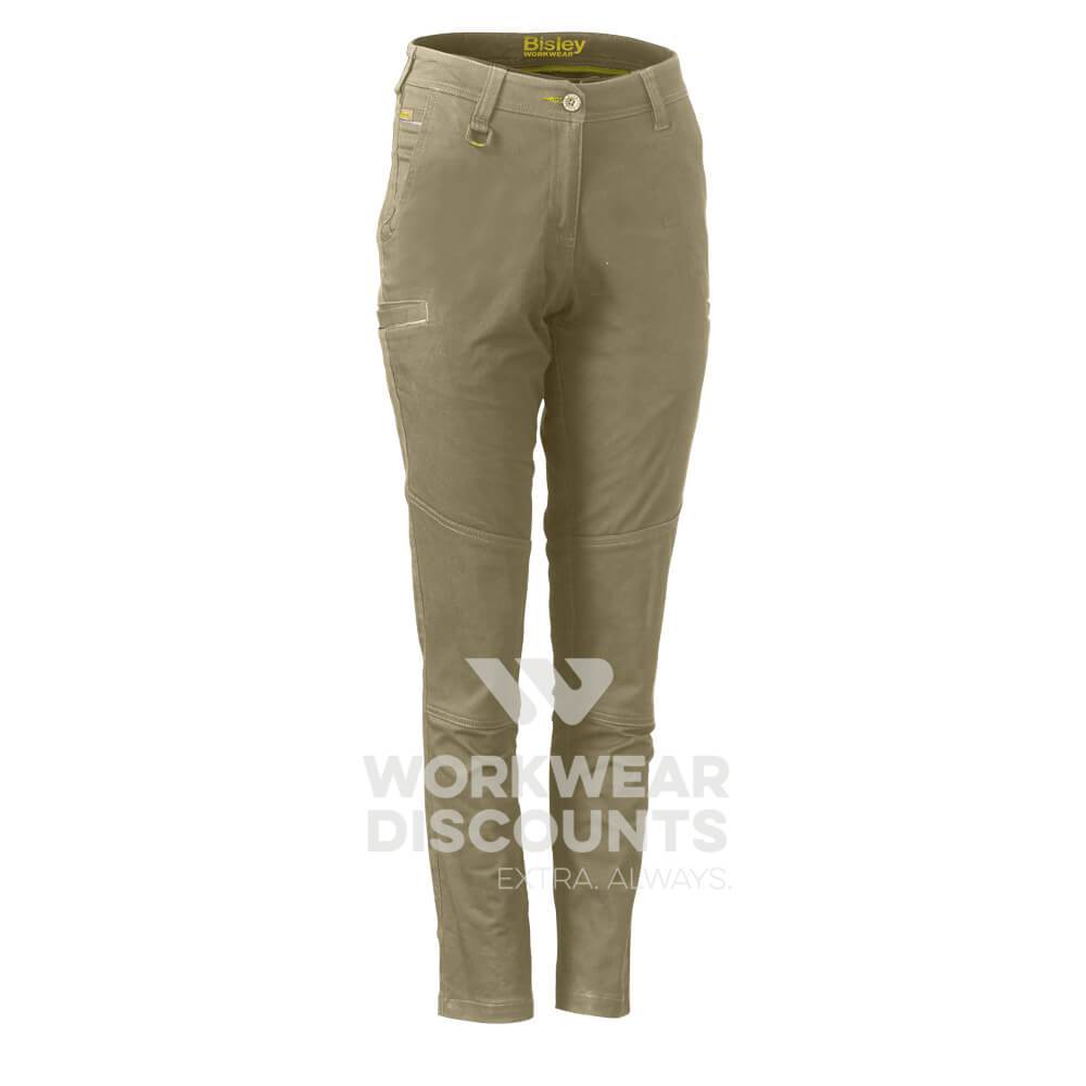 Women's taped mid-rise stovepipe fit stretch cotton pants - BPL6015T -  Bisley Workwear