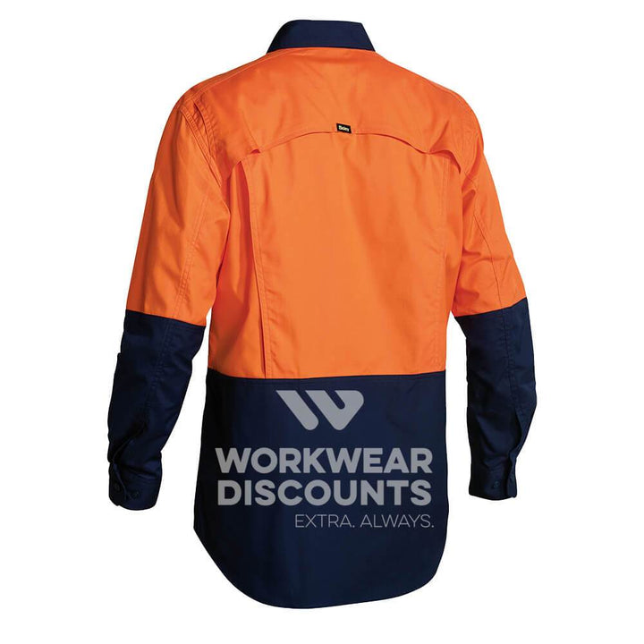 Bisley BS6415 Hi-Vis X Airflow Vented  Ripstop Shirt Orange Navy Back